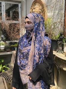 1 chiếc khăn choàng in họa tiết Paisley ấm áp thời trang dành cho nữ, khăn trùm đầu và khăn choàng Paisley cổ điển cho Abaya - Xanh đậm - Xem 9