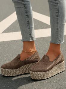 Giày nữ đế xuồng mũi tròn, kiểu dáng espadrille, giày cao gót đế dây thừng bằng da lộn, thích hợp cho hoạt động ngoài trời, size 35-43, mùa xuân/thu. - màu nâu - Xem 5