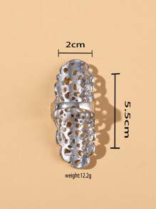 Rhinestone Detail Hollow Out Ring - Silver - View 3