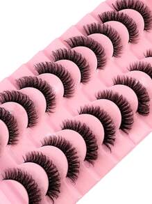 10 Pairs 5D Mink Eyelashes, Criss-Cross Thick & Natural Looking False Eyelash Strips - Black - View 4