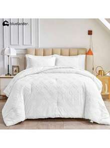 Duvet Cover Set For King Size Comforter, Duvet Cover With Button Closure, Includes 2 Pillowcases, Ultra Soft Microfiber, Rhombus Pattern - White - View 6