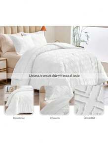 Duvet Cover Set For King Size Comforter, Duvet Cover With Button Closure, Includes 2 Pillowcases, Ultra Soft Microfiber, Rhombus Pattern - White - View 4