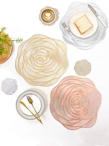 Bộ 2-8 miếng lót đĩa tròn bằng PVC đơn giản, có thể giặt được, dễ vệ sinh, lau sạch, chống trượt, chịu nhiệt, miếng lót bàn ăn, hoa hồng đáng yêu, miếng lót đĩa thanh lịch, bộ đồ ăn, miếng lót bàn bếp, đồ trang trí tiệc cưới ngày lễ - Nhiều màu - Xem 7