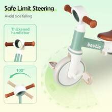 Kids Tricycle With Push Handle For Toddlers 1-4 Years Old Boys Girls Gift, 5 In 1 Baby Balance Bike For Toddlers 1-3 With Removable Pedals (No Parent Steering Version) - Mint Green - View 4