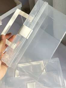 1pc Simple Handheld Desktop Large Capacity Transparent Storage Box