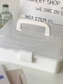 1pc Simple Handheld Desktop Large Capacity Transparent Storage Box