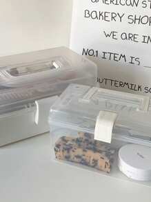 1pc Simple Handheld Desktop Large Capacity Transparent Storage Box