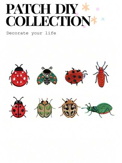 1 Piece Embroidery Fabric Stickers Iron On Ladybug Beetle Fabric Patches Insects Clothes Bags DIY Decorative Applique Summer, School