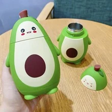 1 chiếc cốc thủy tinh đựng nước hình quả bơ dễ thương chất lượng cao, cốc đựng trà/cà phê cách nhiệt hai lớp có ống hút, cốc uống nước đôi - màu xanh lá - Xem 1