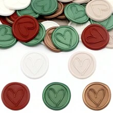 CYFUN DESIGN 25Pcs/30Pcs/50Pcs Heart/Flower Branch Pattern Wax Seal Stickers, Envelope Seal Stickers, Envelope Seal Self-Adhesive Gold Stickers For Wedding Party Birthday Gift Back To School