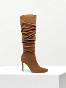 Knee High Boots For Women, Pointed Toe Stiletto High Heel Slouchy Suede Sexy Comfortable All-Day Wear For Dating And Party Tall Boots - 棕色 - 查看 7