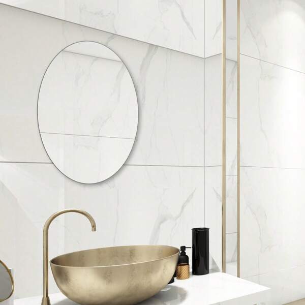 Espelho Decorativo Redondo Lapidado 40cm + Kit Botão Francês