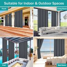 Topchances 2 Piezas Cortinas Exterior con Ojales, Protección UV Impermeable, Cortina Opaca, Cortinas Interiores y Exteriores para jardín, Patio, Pabellón - Gris Oscuro - Ver 5