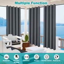 Topchances 2 Piezas Cortinas Exterior con Ojales, Protección UV Impermeable, Cortina Opaca, Cortinas Interiores y Exteriores para jardín, Patio, Pabellón - Gris Oscuro - Ver 6