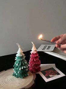 1pc Christmas Tree Candle 3D Silicone Mold, Aroma Candle Handmade Soap Mold For Handmade Candle Making, DIY Craft & Gift - White - View 10