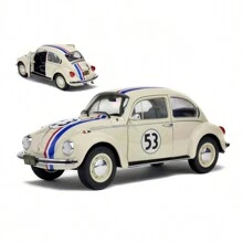 Carrinho Fusca Herbie 53 Miniatura a Fricção Brinquedo de Ferro Abre e Fecha Porta e Capô - Bege - Visão 1