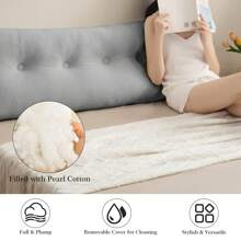 1pc Triangular Headboard Pillows Twin/Queen/King Size Head Roll Pillow Bed Wedge Pillow Large Bolster Bed Rest Reading Pillows Backrest Positioning Support Pillows With Side Pockets Bolster Cushion - 灰色 - 查看 3