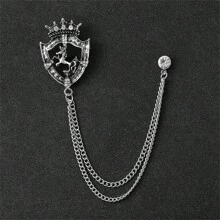1 peça Broche em forma de ave de rapina feroz (morcego, lobo, águia) em estilo retrô dourado/prateado para terno masculino