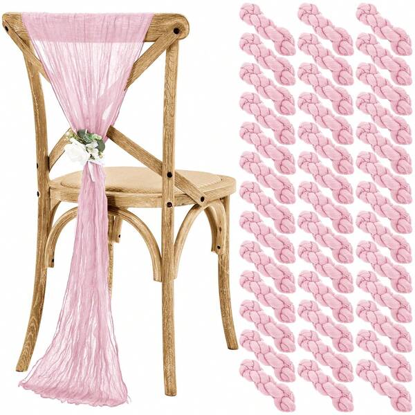 Cheesecloth Chair Sashes Aisle Decorations 50 Packs, Chair Decorative Chair Cover Chair Sashes 70 Inch For Wedding Reception Party Hotel Decoration