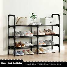 1 pieza Estantería para zapatos de múltiples niveles, estantería para zapatos independiente, fácil de ensamblar, organizador de zapatos para casa de alquiler, entrada, pasillo, dormitorio, baño, oficina, sala de estar - Negro - Ver 17