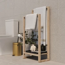 Suporte De Chão Duplo Toalhas Rosto/banho Organizadas Pinus
