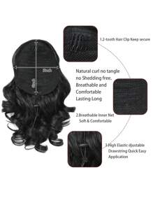 Extension de queue de cheval, queue de cheval à cordon 25 cm, extensions de cheveux de queue de cheval bouclée et ondulée courte, perruque de queue de cheval ondulée naturelle, postiche de cheveux synthétiques pour femmes