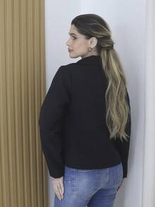 Short Blazer Coat Tailored With Button Basic Style 307 - 黑色 - 查看 2
