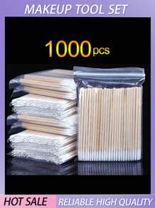 1000 Pcs Premium Micro Swabs - Gentle Nail, Makeup, Ears Cleaning, Cosmetic And Eyelash Extension Tools - Bulk Pack With Durable Wood Buds Tips