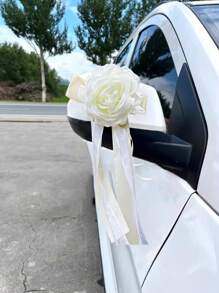 1PC Rose Rearview Mirror Flower Present Ribbon Light House Decorations For Home Artificial Flower Decorations Wedding Car Bride Props Artificial Rose Flower Swag Halloween Valentine's Day Valentines - Multicolor - View 8