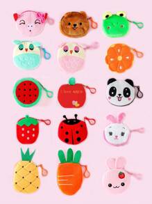 1pc Cute Cartoon Animal & Fruit Pattern Pet Waste Bag Dispenser, Portable Outdoor Pet Garbage Bag Holder, Cleaning Supplies, Pickup Bag Storage Pouch, Snack Bag
