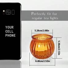 Fall Pumpkin Votive Candle Holders Set Of 6/12, Orange Glass Tealight Candle Holder For Wedding Table Centerpiece Halloween Thanksgiving Decoration - View 2