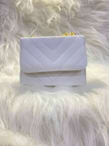 Messenger Bag P Shoulder Bag Metallic Material Floter Embroidery V With Chain Cross Strap - trắng - Xem 1