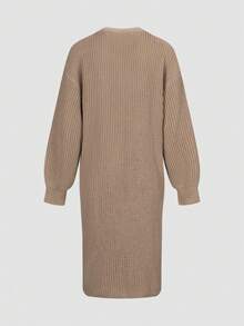 EAVA Damen koreanischer Stil, entspannter und müheloser Look, Glockenärmel, einfarbiger lässiger Strick-Cardigan mit Langarm für Herbst/Winter