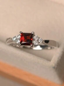 1pc Fashionable New Silver-Plated Ring Inlaid With /Blue/Purple Cubic Zirconia, Engagement Jewelry Accessory Suitable For Men And Women, Gift For Family/Friends/Lover