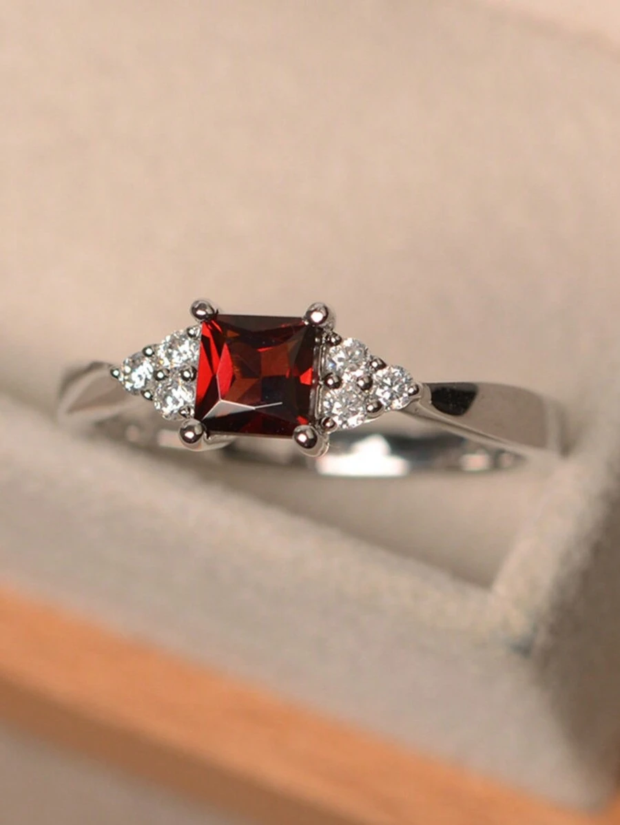 1pc Fashionable New Silver-Plated Ring Inlaid With /Blue/Purple Cubic Zirconia, Engagement Jewelry Accessory Suitable For Men And Women, Gift For Family/Friends/Lover