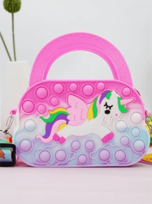 1 Pc Cartoon Unicorn Fashionable Handbag,Unicorn Purses Fashion Fidgets Fashion Pop Purse Push Bubbles Fidget Rainbow Unicorn Purse Wallet Ladies Bag - Multicolor - View 2