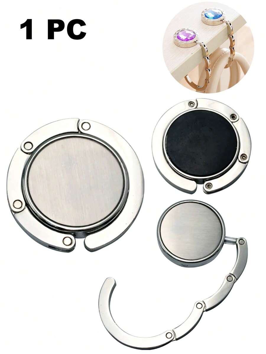 1個折疊手提包掛鉤,閃亮鑽石包掛鉤,時尚包掛鉤手提包掛鉤可折疊鉤子可攜式鑰匙圈架桌掛勾硬件旅行戶外收納折疊錢包掛鉤 - 銀色 - 查看 1