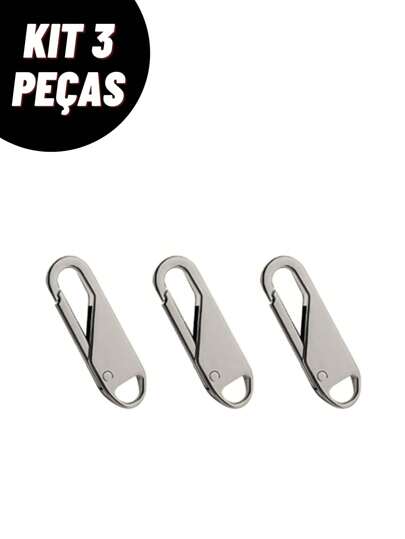 Kit 3 Puxadores de Metal Universal com Zíper