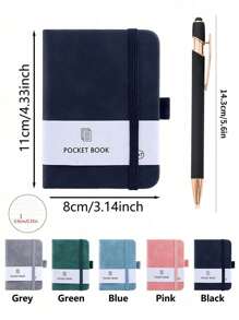 1 Stück Taschennotizbuch Tagebücher + 1 Stück Stift, kleine Schreibheft Notizbücher zum Schreiben, A7 Mini Notizblöcke mit Stifthalter, Schulmaterial, Schulanfang