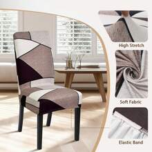 1/4/6pcs Milk Silk High-Back Chair Covers, Modern Polyester Stretch Dust-Proof Washable Slipcovers For Living Room Dining Room Bedroom