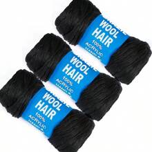 2/3/12/13卷黑色巴西羊毛腈纶纱线，适用于非洲合成钩编大辫子、塞内加尔扭结编织辫子、仿辫子、螺旋辫子扭结，70克/卷