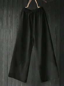 Women's Fashion Rivet Decorated Casual Long Pants For Fall/Winter - Black - View 2