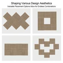 4 Pack Wood Wall Panels, 3D DIY Slat Wall Paneling, Decorative Acoustic Panels For Interior Wall, Soundproof Panels For Living Room, Bedroom, Offices