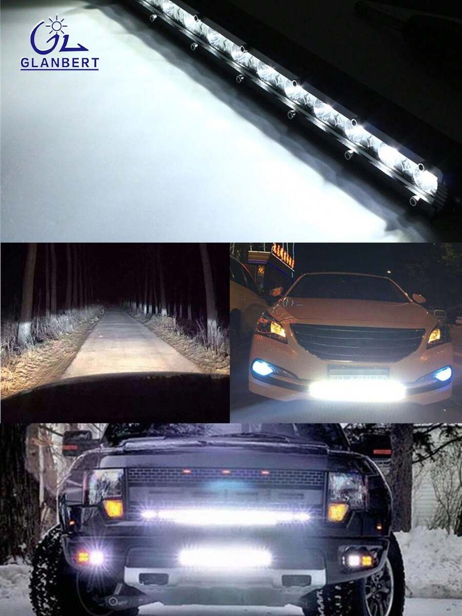 GLANBERT 14inch Car Small Single Row 36W LED Long Strip Bar High