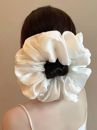 1개 미니멀리스트 단색 오버사이즈 곱창 밴드, 인조 실크 새틴 빈티지 프렌치 시크 헤어 타이, 헤어 액세서리 곱창 밴드 곱창 머리끈, 캐주얼 포니테일