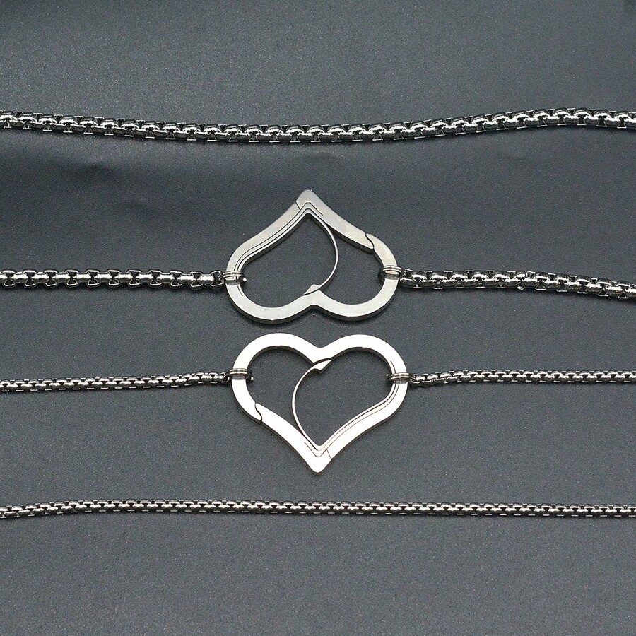 ONE Laser Cut Heart Clasp Link Pendant Necklace Choker 3mm Stainless