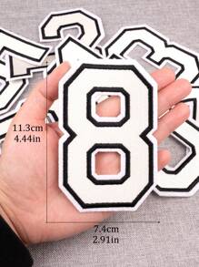 1個大號白色刺繡數字0-9衣裝貼片,可diy的棒球外套和大衣的數字徽章,可熨燙 - 杏色 - 查看 3