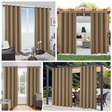 Topchances 2 Piezas Cortinas Exterior con Ojales, Protección UV Impermeable, Cortina Opaca, Cortinas Interiores y Exteriores para jardín, Patio, Pabellón - Marrón - Ver 6
