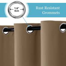 Topchances 2 Piezas Cortinas Exterior con Ojales, Protección UV Impermeable, Cortina Opaca, Cortinas Interiores y Exteriores para jardín, Patio, Pabellón - Marrón - Ver 3