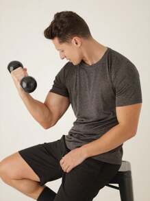 Kit Of 4 Men's Dry Fit Anti-Odor Sports Fitness Training Gym T-Shirts - 黑色 - 查看 2